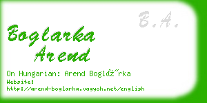 boglarka arend business card